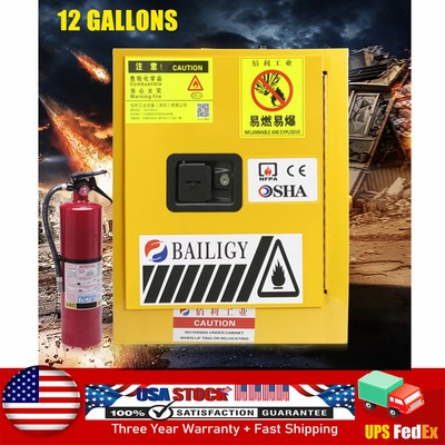 #ad 12 Gallon Fireproof Safety Storage Welded Cabinet Bin Flammable Liquid Storage $138.60