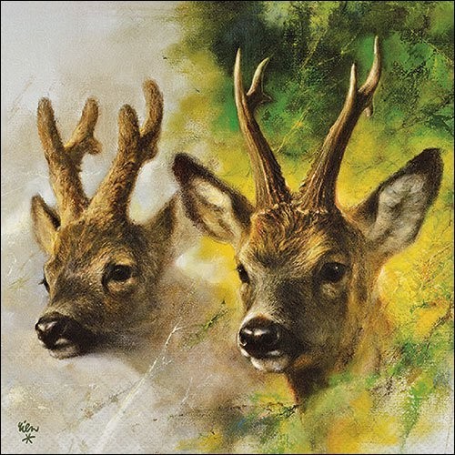 4 x Paper Napkins/33cm/3Ply/Decoupage/Forest Animals/Deer/Roebuck Portrait
