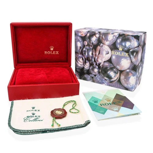 Vintage Ladies Rolex Box, Pearl Outer Box, Papers, Hang tag, and Cloth