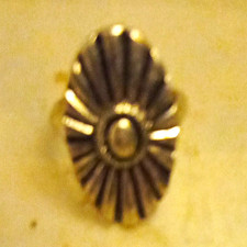 Silver Plated Metal Oval Sunburst Cocktail Ri...