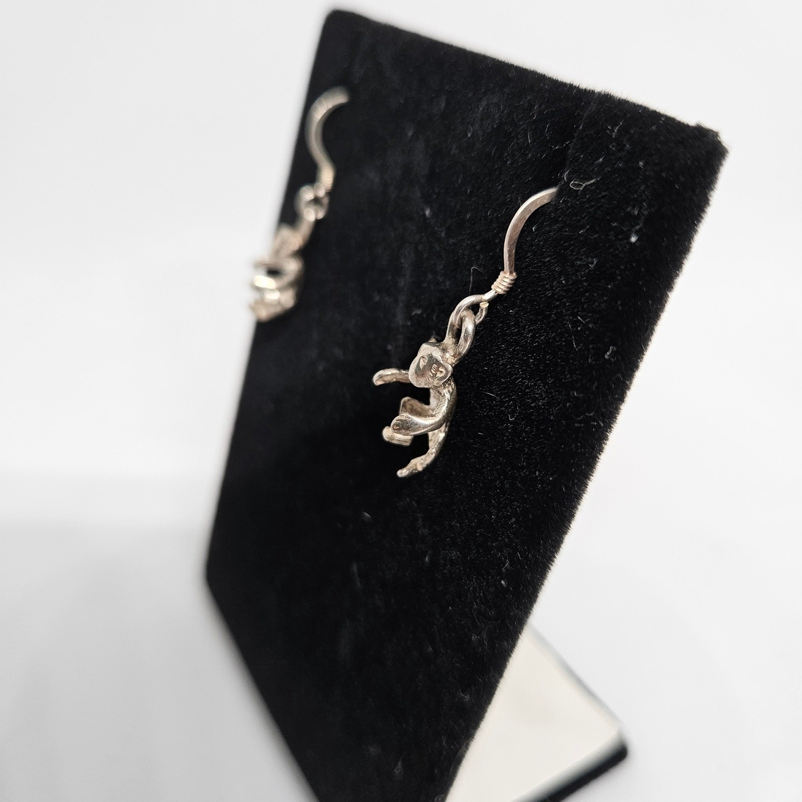 Monkey Sterling Silver 925 Dangle Hook Earrings - image 2