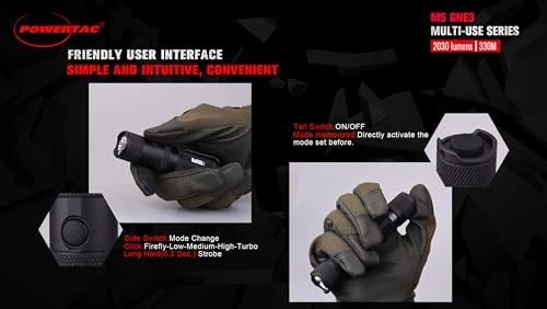  Linterna táctica recargable M5-G3 2030 lúmenes, lanzamiento 330M con magnético  Foto 4 de 4