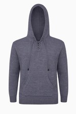 MEN HANDMADE ANDEAN ALPACA GRAY PULLOVER HOODIE SZ M