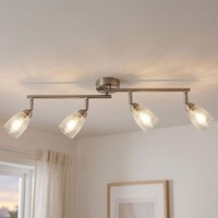 Spotleiste Spotlampe Deckenlampe Spots Beweglich 4 Flammig Chrom Glasschirme Led