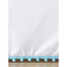 Pottery Barn Blue Pom-Pom Crib Skirt Baby Nursery Decor Bedding NEW