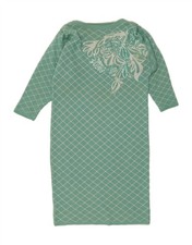 VINTAGE Womens Long Sleeve Jumper Dress UK 12 Medium Green Check CS03