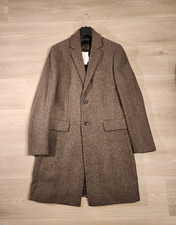 Banana Republic Italian Melton Wool Topcoat - Brown Herringbone - Men's Size M