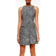 Tory Burch Paisley Graphic Doodle Sheath Dress Elevated Workwear Zip Size 2