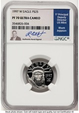 1997-W Proof Platinum Eagle 1/4 oz Rhett Jeppson NGC PF70 3444.00 per troy oz