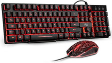 Rii RK108 Gaming Keyboard and Mouse Set,Wired LED Light up Keyboard Mouse 