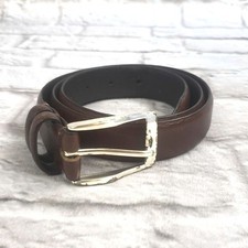 Brown leather belt, silver tone buckle