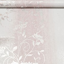 Dusty Pink Silver Wallpaper Floral Metallic Shimmer Ultraweight Foil Vinyl