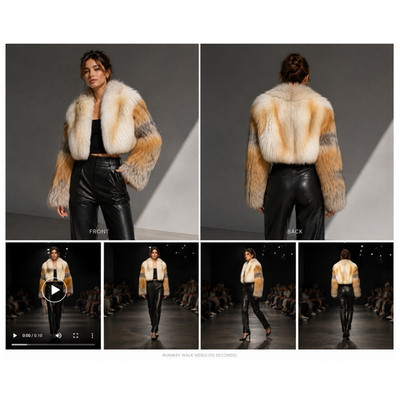 Custommade Women's 100% real Fox Fur cropped Short Jacket Long Sleeve bolero 