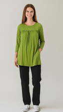 Attitudes by Renee Womens Tunic Size M Cactus Green 3/4 Sleeve Flounce Casual