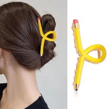 Pencil Hair Claw Clip for Thin Tick Hair, Back To School Hair Accessories, Ye...