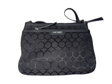 Nine West Solid Black Sling Bag Size 8H X 10L Leather Pockets adjustable