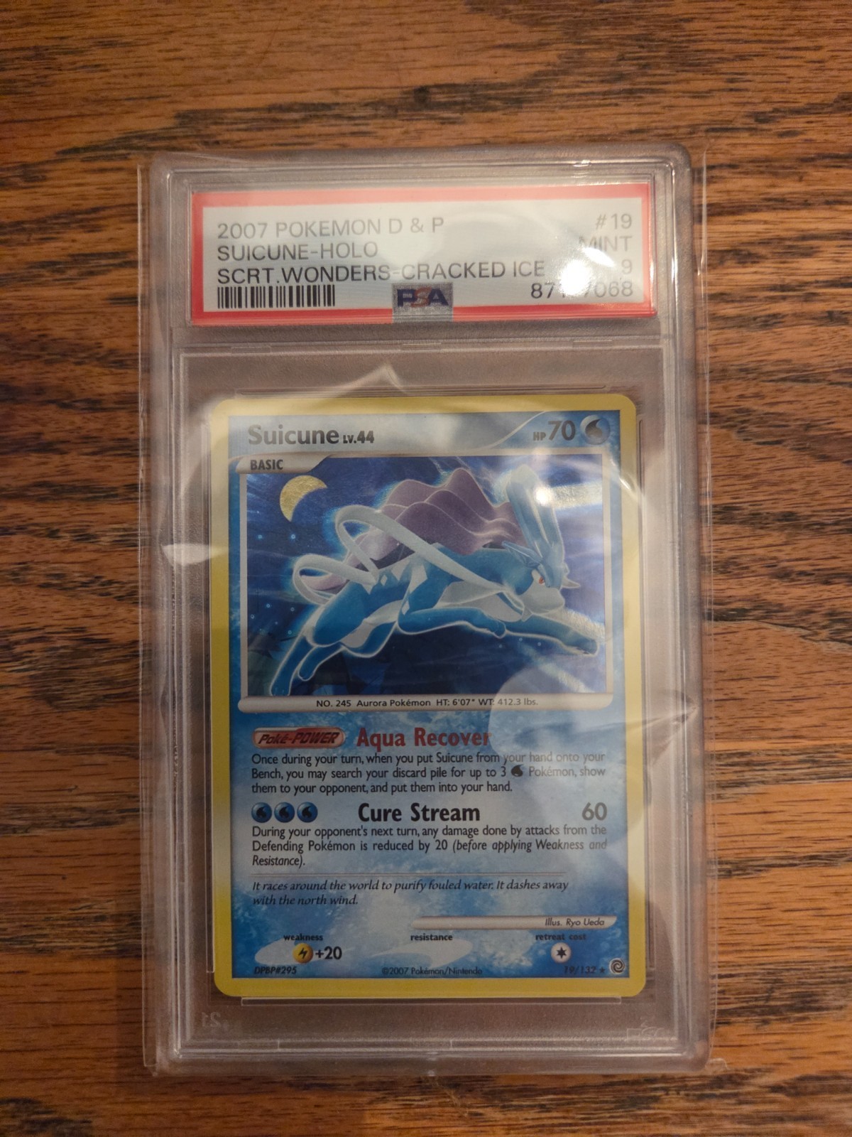 PSA 9 MINT Suicune Holo Secret Wonders D & P 2007 Pokemon 19/132