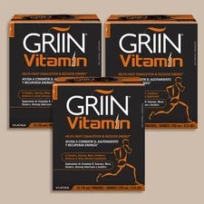 GRIIN Vitamin with B Complex & Ginseng, 12 Drinkable 10 mL Pouches (3-Pack)