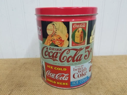 Vintage Coca-Cola Tin - 6 1/8" tall x 5" diameter