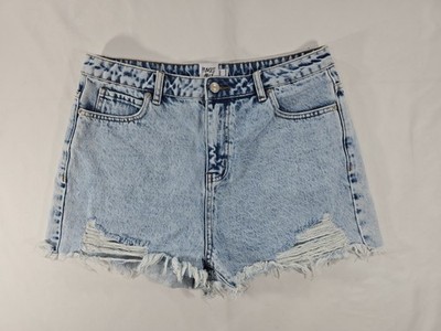 Princess Polly Cut Off Denim Shorts Light Blue Raw Hem Women's Size 10 BI