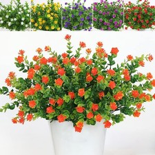 fazhongfa 12 Bundles Artificial Flowers Outdoor Fake Plant UV Resistant Faux ...