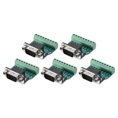 5pcs, D-sub DB9 Connector Breakout Board 9 Pin 2 Row Male RS232 Serial Port