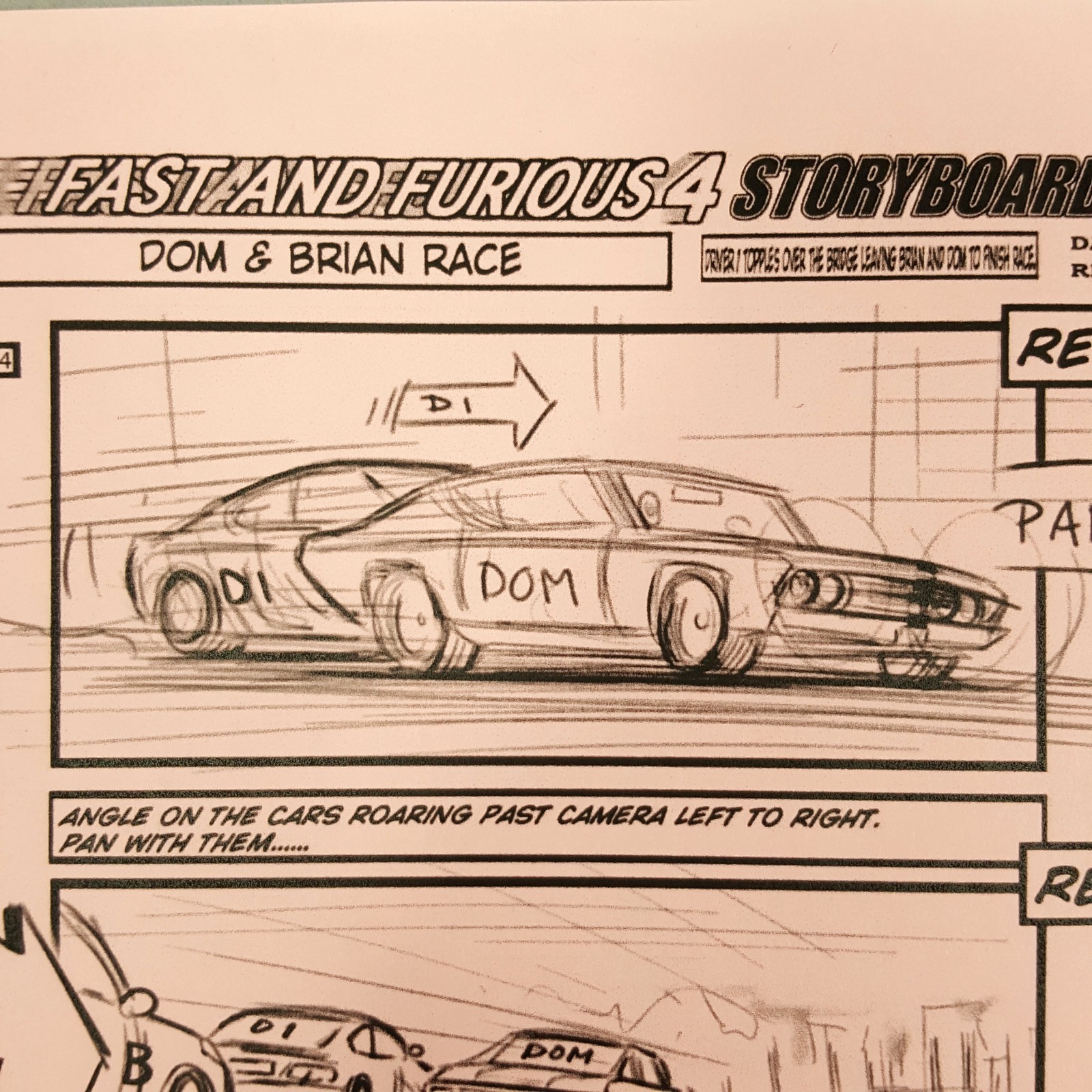Image 5 of Fast and Furious 4 Production Used Storyboard, Dom Races to Bridge p99, COA