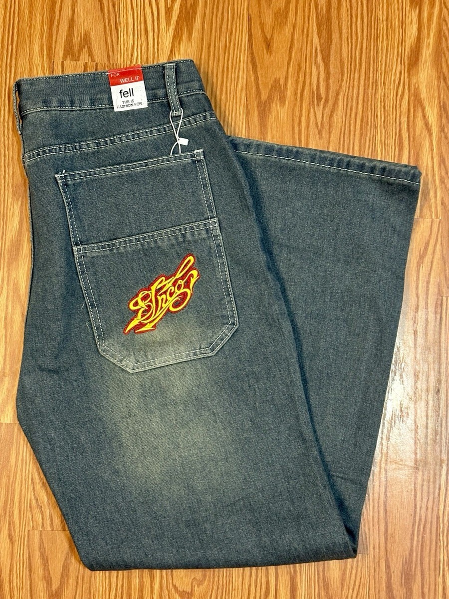 JNCO Inspired Jeans NWT Embroidered Logo Graffiti Crown Back