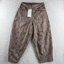 Masai Pandy Culotte Trousers M Brown Floral Crinkle Wide Leg Smock Waist NWT