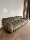 Ex Display Green Velvet Ridged Coste Sofa  RRP 2500  Delivery Available