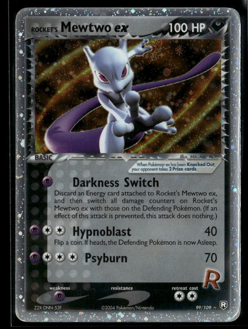 Rocket's Mewtwo ex 99/109 Holo Rare EX Team Rocket Returns MP Pokemon HAND SWIRL