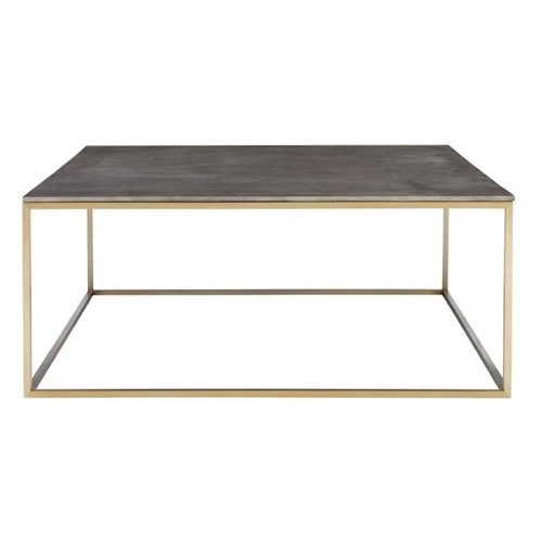 Uttermost Trebon Modern Faux Shagreen and MDF Coffee Table in Brushed Brass - Picture 1 of 7