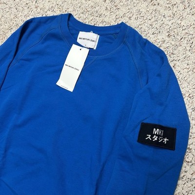 MKI MIYUKI ZOKU Royal Blue Men s Arm Badge Sweatshirt Crewneck Sz Medium New