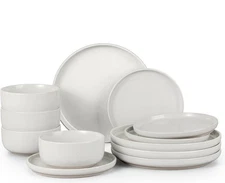 12-Piece Plates and Bowls Set for 4, Dishes Set for Home Restaurant