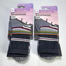 Smartwool 2 Pack Hike Light Cushion Mid Crew Socks Size Medium Grey Unisex