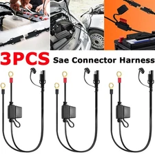 3 Packs Battery Terminal Ring Sae Connector Harness Charger Cable Extension Cord