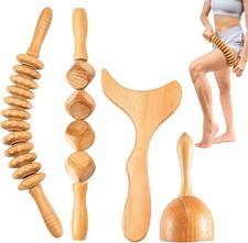 4PCS Wood Therapy Massage Tools Set for Comfort, Body Sculpting, Lymphatic Drain