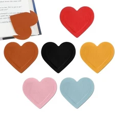 Leather Heart Bookmarks, 6 Pcs Cute Corner Page Bookmark Colorful Book Marks 