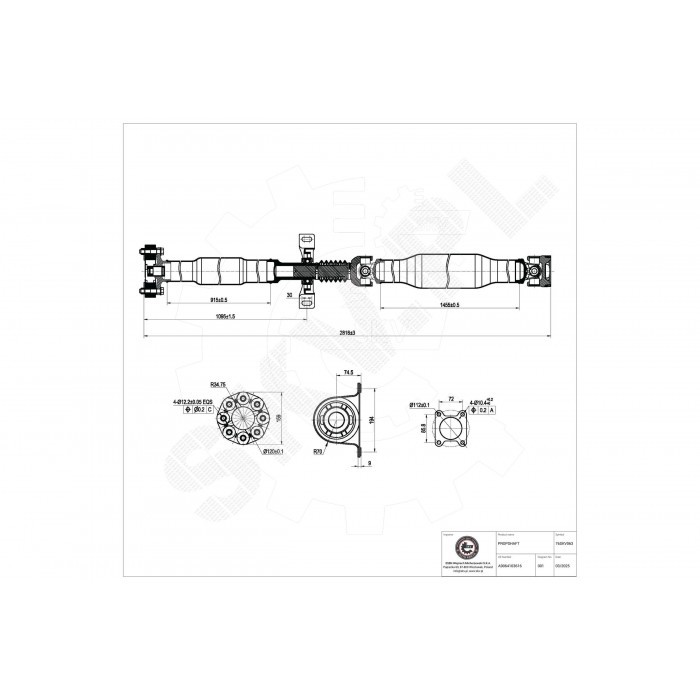 Arbre de transmission Crafter 2E0521101CB sans vibration pour utilitaire VW 30-50