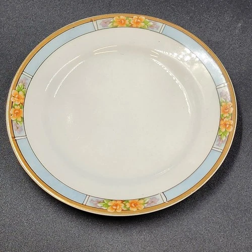 6 Nebraska Blue Bread & Butter Plates England Blue Rim Flower Accent J&G Meakin - Picture 1 of 12