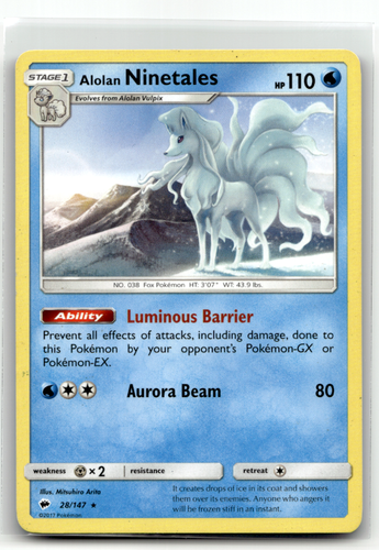 Pokemon TCG - Alolan Ninetales 28/147 - Rare - Burning Shadows