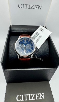Citizen Men's Corso Blue Dial Brown Leather Watch - BU2070-12L NEW