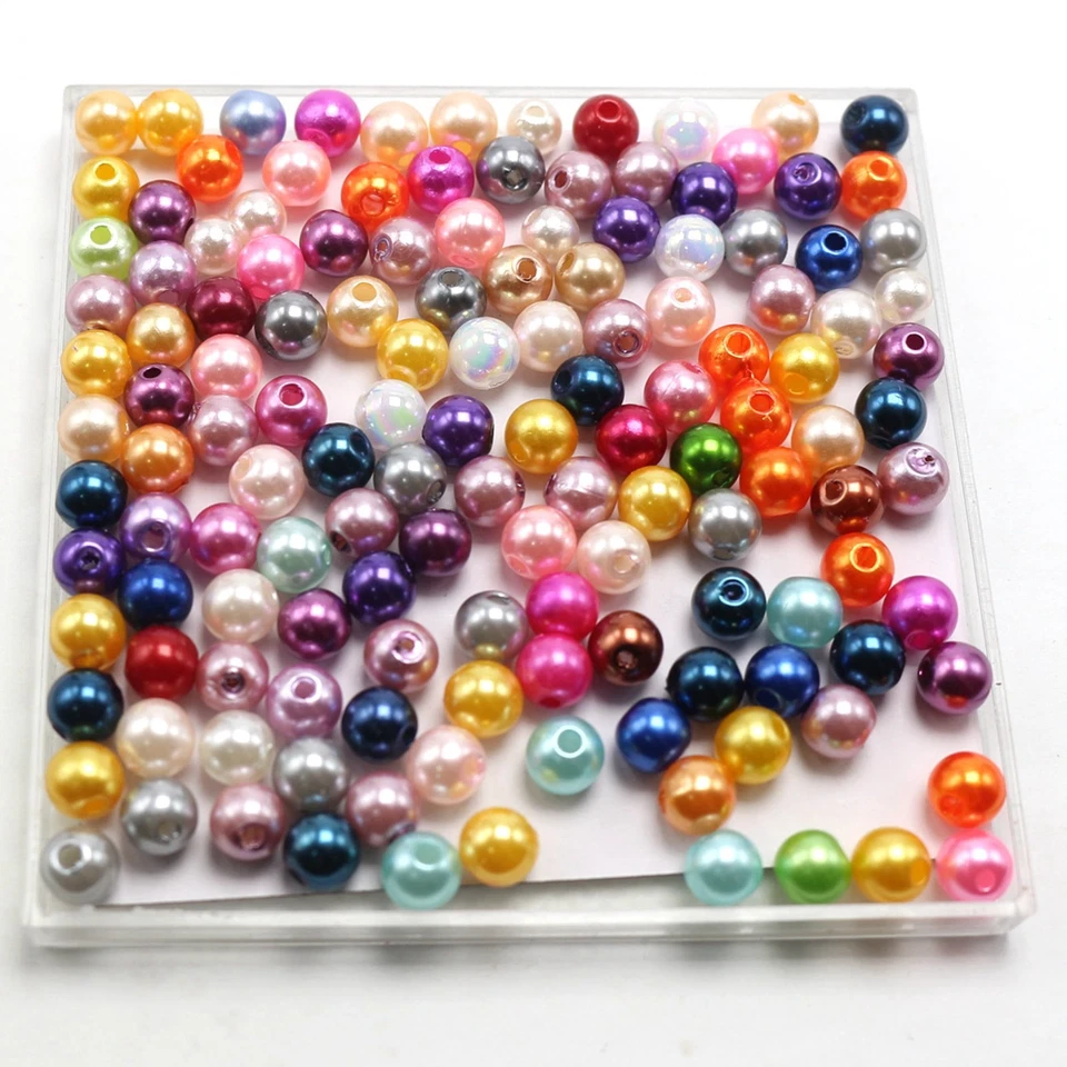 500 шт. 6 мм пластиковые круглые бусины из искусственного жемчуга имитация жемчуга цвет на выбор - Изображение 4 из 4