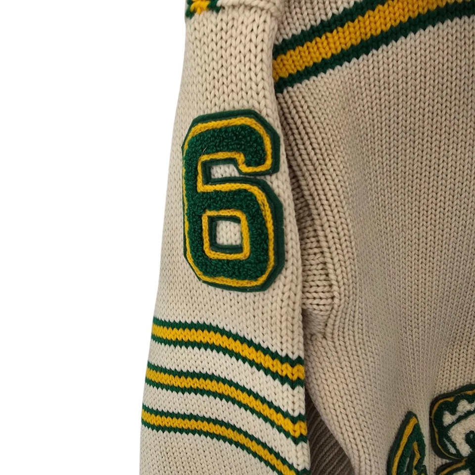 Suéter de lã de malha vintage década de 1950 futebol pequeno Letterman  - Imagem 4 de 4
