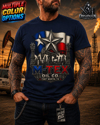 M-TEX Oil Company Fort Worth Texas Shirt   Landman Patch Oilfield Graphic Tee 