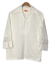 60s 70s Vintage Iolani Hawaii Men s Shirt White Pullover Traditional Size Large