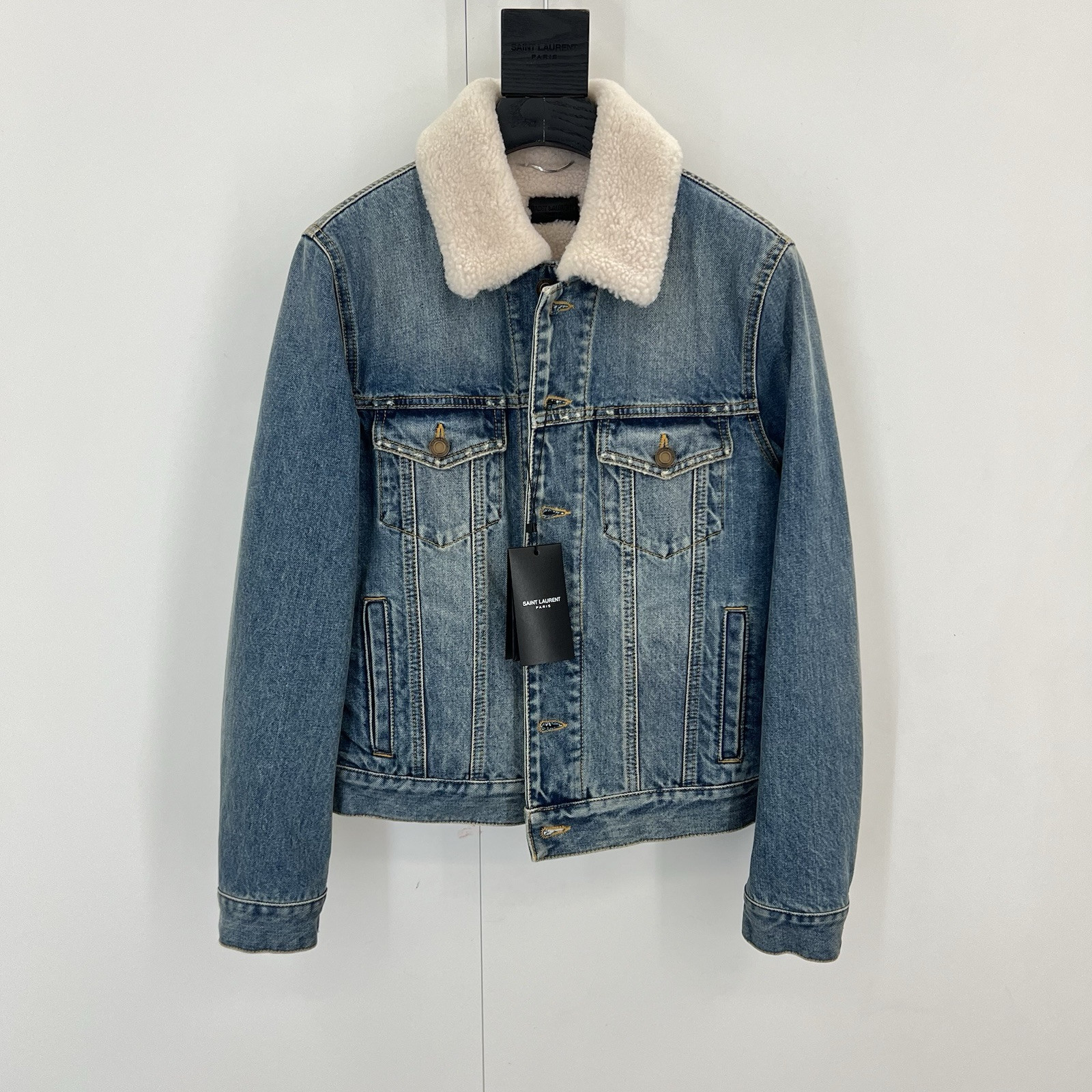 Saint Laurent Shearling Denim Jacket In All Sizes