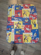 Vintage 90s Looney Tunes Crib Blanket Sports Theme Quilted Bugs Taz Daffy