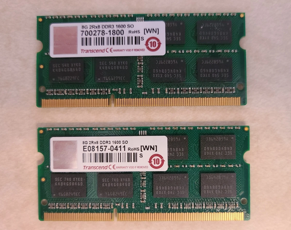 Transcend DDR3 SDRAM 8 GB Capacity per Module Memory (RAM) for
