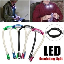 LED Neck Reading Light Hands Free Flexible 360° Adjustable Book Crochet Lamp